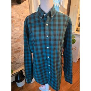 J. Crew Slim Green and Black Buffalo Plaid Shirt
